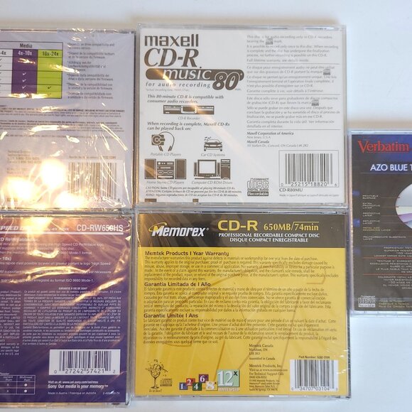 Lot of 5 BLANK CDs Sealed imation SONY Memorex Verbatim Maxell - Picture 3 of 8